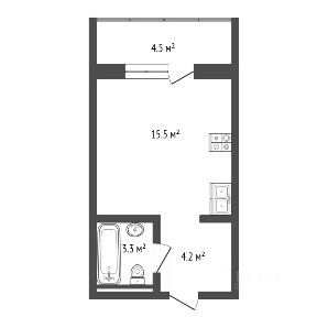 Продается студия, 27,5 м²