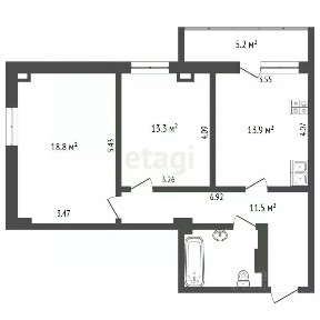 Продается 2-комн. квартира, 61,4 м²