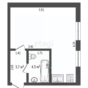 Продается студия, 34 м²