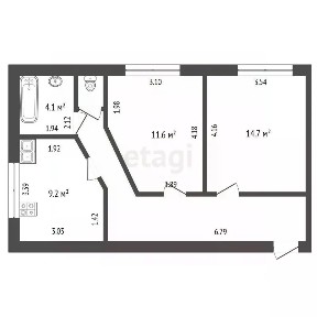 Продается 2-комн. квартира, 52,6 м²