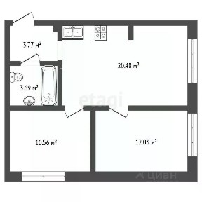 Продается 2-комн. квартира, 51,7 м²