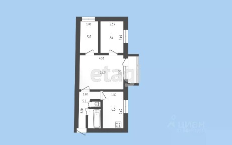 Продается 3-комн. квартира, 44,6 м²