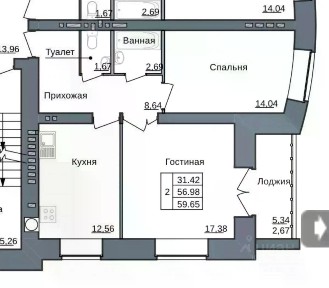 Продается 2-комн. квартира, 60 м²