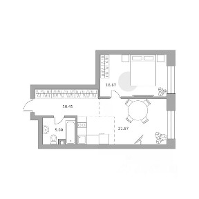 Продается 1-комн. квартира, 54,04 м²