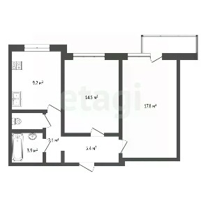 Продается 2-комн. квартира, 54,1 м²