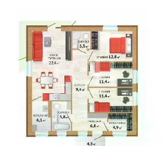 Продается 1-этажный дом, 106 м²