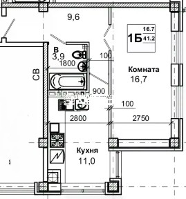 Продается 1-комн. квартира, 41,2 м²