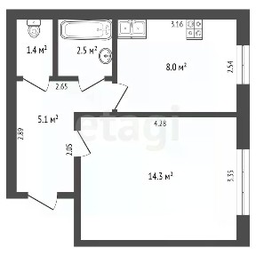Продается 1-комн. квартира, 31,3 м²