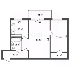 Продается 2-комн. квартира, 45,8 м²