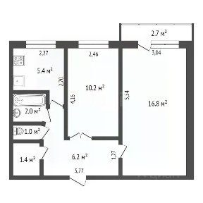 Продается 2-комн. квартира, 43 м²