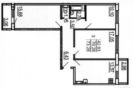 Продается 3-комн. квартира, 73 м²