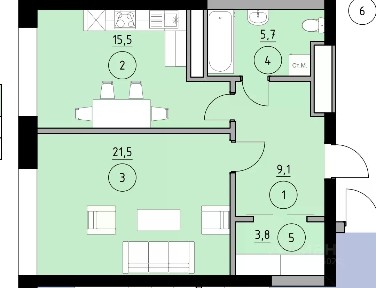 Продается 1-комн. квартира, 58 м²