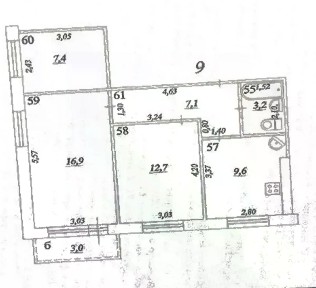 Продается 3-комн. квартира, 56,9 м²