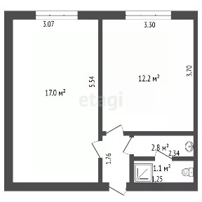 Продается 2-комн. квартира, 34,8 м²