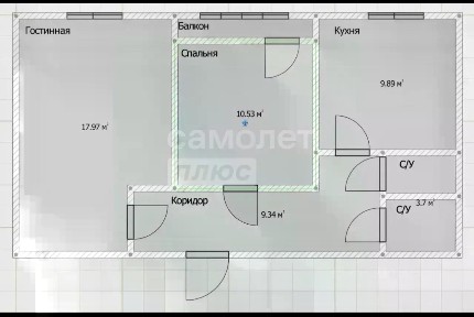 Продается 2-комн. квартира, 55 м²