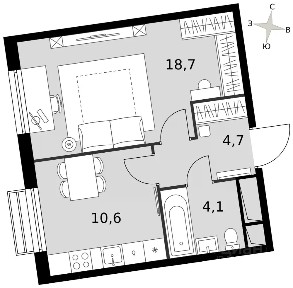 Продается 1-комн. квартира, 38,1 м²