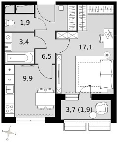 Продается 1-комн. квартира, 40,7 м²