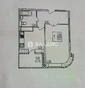 Продается 1-комн. квартира, 47,7 м²
