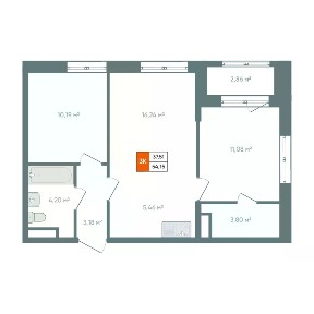 Продается 3-комн. квартира, 57,01 м²