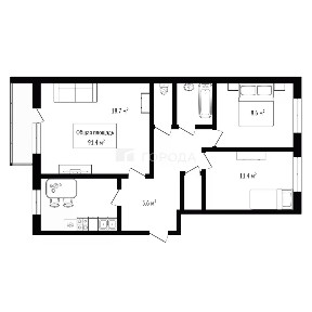 Продается 3-комн. квартира, 61,4 м²