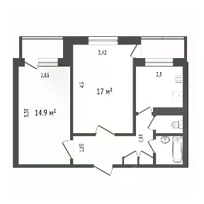 Продается 2-комн. квартира, 51,1 м²