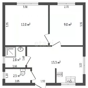 Продается 1-этажный дом, 41,2 м²