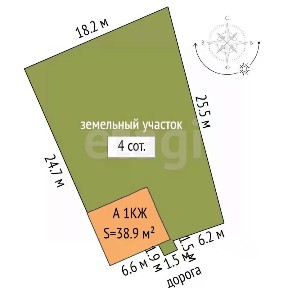 Продается 1-этажный дом, 38,9 м²