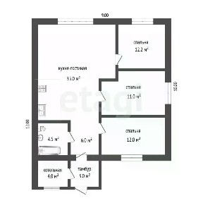 Продается 1-этажный дом, 90 м²