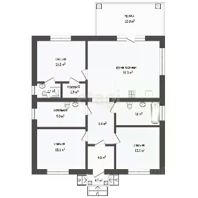 Продается 1-этажный дом, 116 м²
