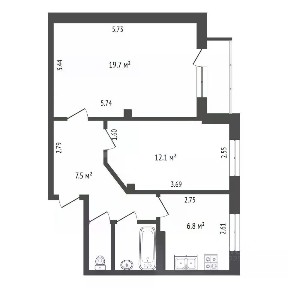 Продается 2-комн. квартира, 49,9 м²