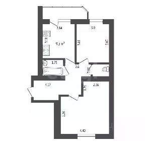 Продается 2-комн. квартира, 51,5 м²