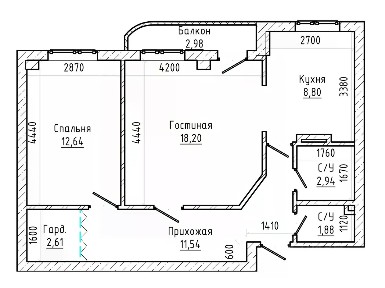 Продается 2-комн. квартира, 66 м²