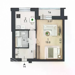 Продается 1-комн. квартира, 37,8 м²