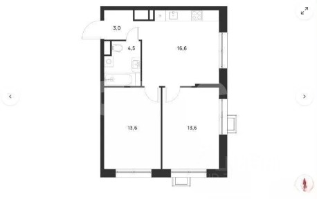 Продается 2-комн. квартира, 51,3 м²