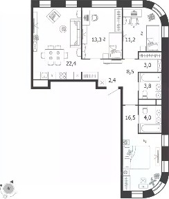 Продается 3-комн. квартира, 85,1 м²