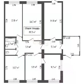 Продается 50% часть дома, 89,3 м²