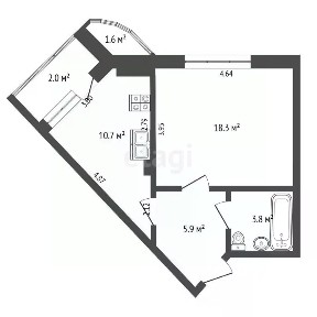 Продается 1-комн. квартира, 39,2 м²