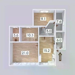 Продается 1-этажный дом, 73,8 м²