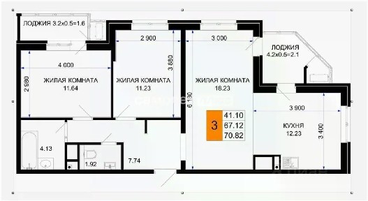 Продается 3-комн. квартира, 67,7 м²