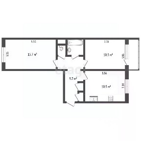 Продается 2-комн. квартира, 50,9 м²