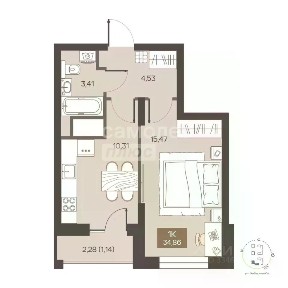 Продается 1-комн. квартира, 35,64 м²