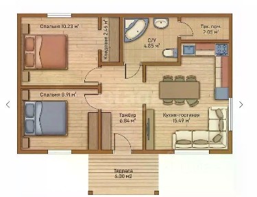 Продается 1-этажный дом, 60 м²