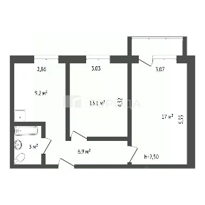 Продается 2-комн. квартира, 49,1 м²
