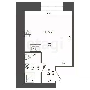Продается студия, 18 м²