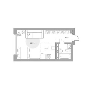 Продается студия, 33,3 м²