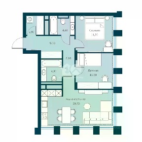 Продается 2-комн. квартира, 65,9 м²