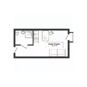 Продается апартаменты-студия, 21,4 м²