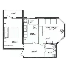 Продается 2-комн. квартира, 63,9 м²
