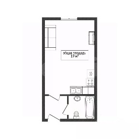 Продается апартаменты-студия, 19 м²