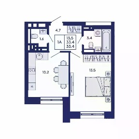 Продается 1-комн. квартира, 33,4 м²